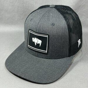 State of Wyoming Branded Bills Snapback Hat Gray Trucker Mesh Cowboy Patch Mens